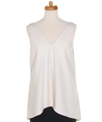 Celine Off White Mulberry Silk Dip Hem Top