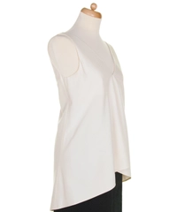Celine Off White Mulberry Silk Dip Hem Top