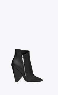 Saint Laurent Niki Wedge Booties in Black Leather