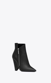Saint Laurent Niki Wedge Booties in Black Leather