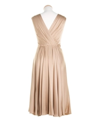 Prada Gold Silk Pleated Midi Dress