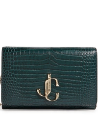 Jimmy Choo Green Croc Embossed Leather Varenne Clutch