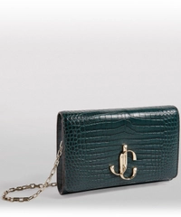 Jimmy Choo Green Croc Embossed Leather Varenne Clutch