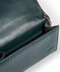 Jimmy Choo Green Croc Embossed Leather Varenne Clutch