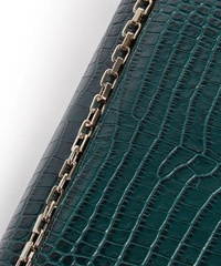 Jimmy Choo Green Croc Embossed Leather Varenne Clutch