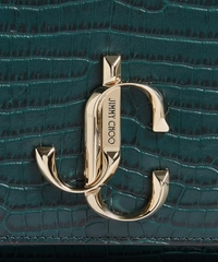 Jimmy Choo Green Croc Embossed Leather Varenne Clutch