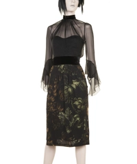 Gucci Black Green Silk Floral Dress