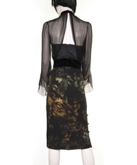 Gucci Black Green Silk Floral Dress