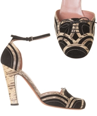 Azzedine Alaïa Suède & Snake Skin Ankle Strap Pumps