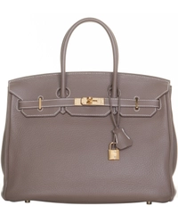 Hermès Birkin 35 Taurillon Clemence Doublure Chevre Etain