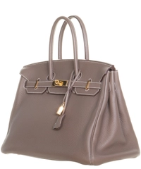 Hermès Birkin 35 Taurillon Clemence Doublure Chevre Etain