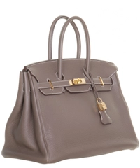 Hermès Birkin 35 Taurillon Clemence Doublure Chevre Etain