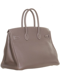 Hermès Birkin 35 Taurillon Clemence Doublure Chevre Etain