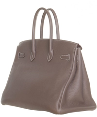 Hermès Birkin 35 Taurillon Clemence Doublure Chevre Etain