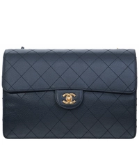 1997-1999 Chanel Black Caviar Leather Jumbo Single Flap Bag