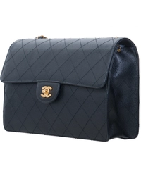 1997-1999 Chanel Black Caviar Leather Jumbo Single Flap Bag