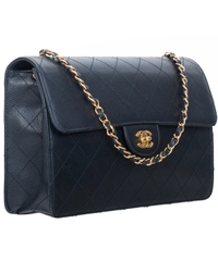 1997-1999 Chanel Black Caviar Leather Jumbo Single Flap Bag