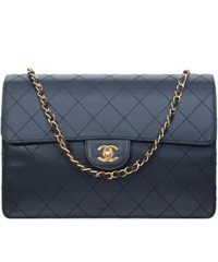 1997-1999 Chanel Black Caviar Leather Jumbo Single Flap Bag