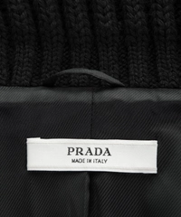 Prada Black Wool Knitted Collar Cropped Jacket