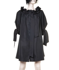 Takada Black Taffeta Ottoman Overcoat