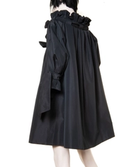 Takada Black Taffeta Ottoman Overcoat