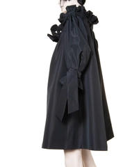 Takada Black Taffeta Ottoman Overcoat