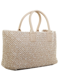 Bottega Veneta Alabastre Woven Intrecciato Wool Leather Cabat Tote - Special Edition