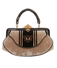 Roberta Di Camerino Beige and Black Velvet Bag