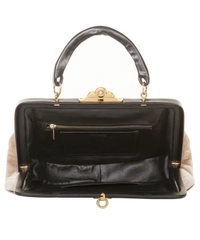 Roberta Di Camerino Beige and Black Velvet Bag