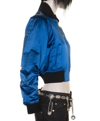 Dolce & Gabbana Blue Silk Bomber Jacket