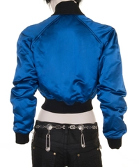 Dolce & Gabbana Blue Silk Bomber Jacket