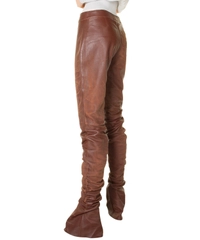 FW 2001 Dolce & Gabbana Runway Brown Leather Extra Long Skinny Pants