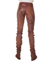 FW 2001 Dolce & Gabbana Runway Brown Leather Extra Long Skinny Pants