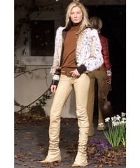 FW 2001 Dolce & Gabbana Runway Brown Leather Extra Long Skinny Pants