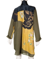 Dries Van Noten Silk Chiffon Turtleneck Shirt Dress