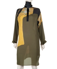 Dries Van Noten Silk Chiffon Turtleneck Shirt Dress