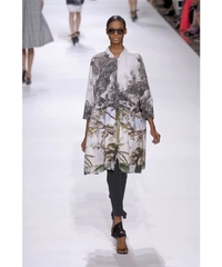 SS 2012 Dries Van Noten Floral Print Gathered Midi Skirt