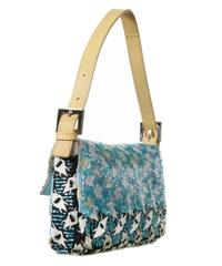 Fendi Beaded Lizard Trim Baguette Bag