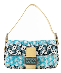 Fendi Beaded Lizard Trim Baguette Bag