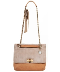 Lanvin Beige Python Trim Leather 'Happy' Bag
