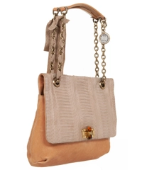 Lanvin Beige Python Trim Leather 'Happy' Bag