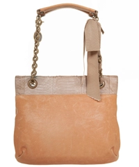 Lanvin Beige Python Trim Leather 'Happy' Bag