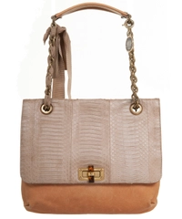 Lanvin Beige Python Trim Leather 'Happy' Bag