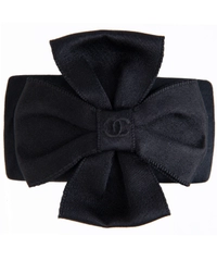 Chanel Black Satin Ribbon Hair Barrette