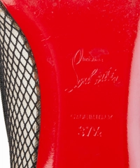 Christian Louboutin Black Patent Leather and Embroidered Mesh Spike Ballet Flats