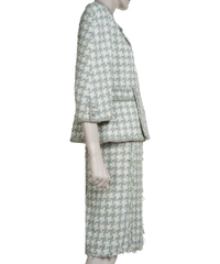 Chanel Groen/grijs Mantelpakje met Rok