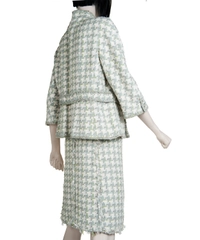 Chanel Groen/grijs Mantelpakje met Rok