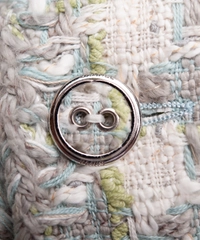 Chanel Groen/grijs Mantelpakje met Rok