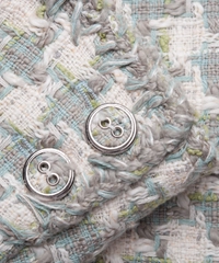 Chanel Groen/grijs Mantelpakje met Rok