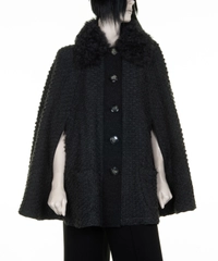 Dolce & Gabbana Wool Bouclé Cape with Kalgan Lamb Collar